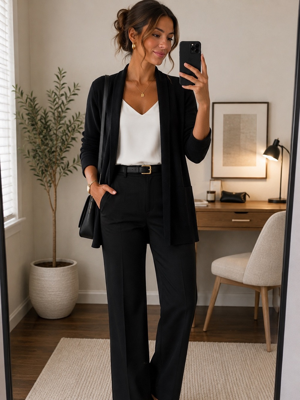 Ann Taylor Black Open Front Cardigan